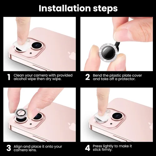 Vista 7 de Tensea Protector de Lente de Cámara para iPhone 13 mini/iPhone 13, Cubierta de Cámara de Vidrio Templado 9H Protector de Pantalla Anillo Individual