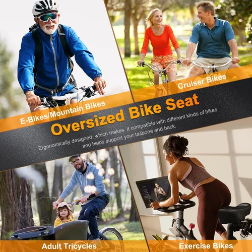 Vista 3 de Bike Seat Noseless Wide Comfort Men Women Bicycle Saddle for Peloton, Ebike