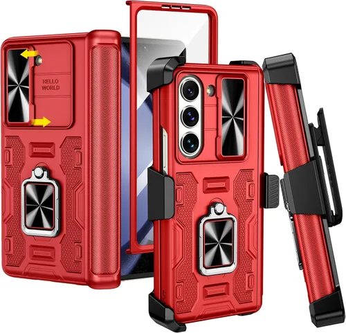Vista 13 de VEGO - Funda para Galaxy Z Fold 4 con clip para cinturón y protector de pantalla 360°Ring Kickstand & Camera Cover, Hinge Protection Shockproof