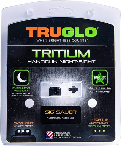 Vista 5 de TRUGLO Tritium Mira de Pistola Delantera y Trasera de Alta Visibilidad y Miras Nocturnas con Puntos Blancos y Puntos Verdes Brillantes de Tritio