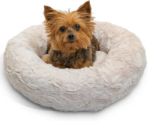 Vista 92 de Best Friends by Sheri - The Original Calming Donut - Cama calmante en forma de dona para perros y gatos - Pelo largo, azul bebé, M, 30 x 30 pulgadas
