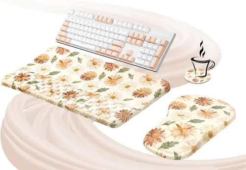 Vista 7 de Ospelelf Conjunto de Reposamuñecas Ergonómico de Alfombrilla para Ratón y Soporte para Teclado, Comodidad con Espuma Viscoelástica, Alivio del Dolor