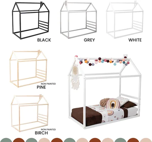 Vista 8 de Cama para niños, cama Montessori, cama Montessori para niños, cama de casa para niños, cama con dosel para niños, tamaño individual de EE. UU