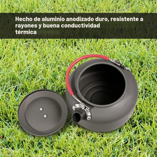 Vista 3 de REDCAMP Mini hervidor de agua al aire libre de 0.8L, olla de agua de aluminio con bolsa de transporte, caldera de té ligera compacta Portable