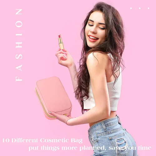 Vista 6 de Sweetude 10 bolsas de maquillaje de nailon para mujeres, bolsa organizadora de maquillaje reutilizable, bolsa de viaje para cosméticos, organizador