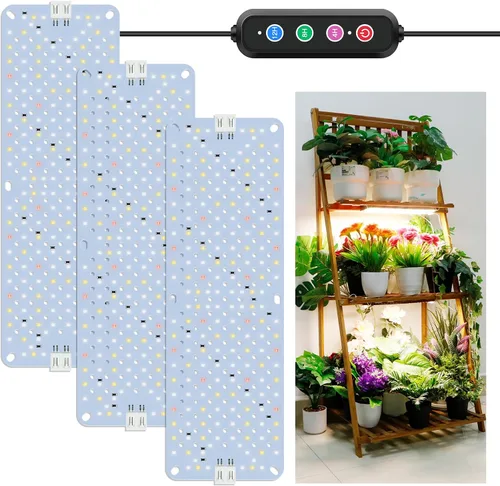 Vista 13 de Luces de Crecimiento de Panel Ultrafino de Espectro Completo de 24W, 384 LEDs Luz de Crecimiento de Plantas para Plantas de Interior con Función