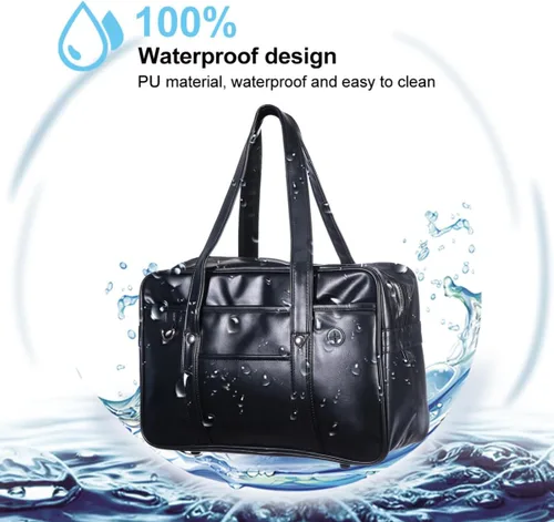 Vista 3 de Mikikit Bolsa de viaje portátil de cuero para hombre, bolsa de hombro para portátil, maletín para libros, para hombre, uniforme japonés, bolsa