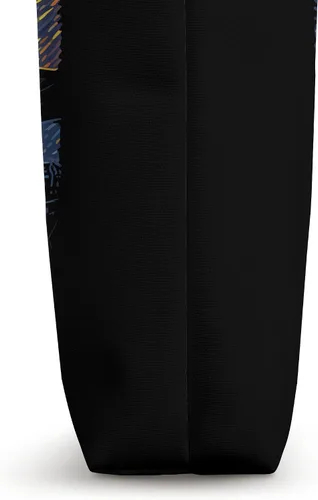 Vista 3 de Bolsa de mano divertida con diseño de gato inspirado en la noche estrellada