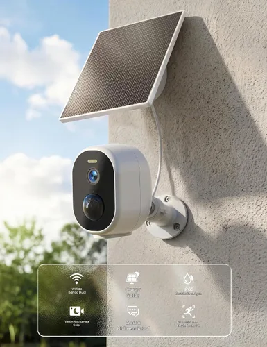 Vista 2 de GNCC Cámaras de seguridad solares inalámbricas para exteriores, WiFi de 5G