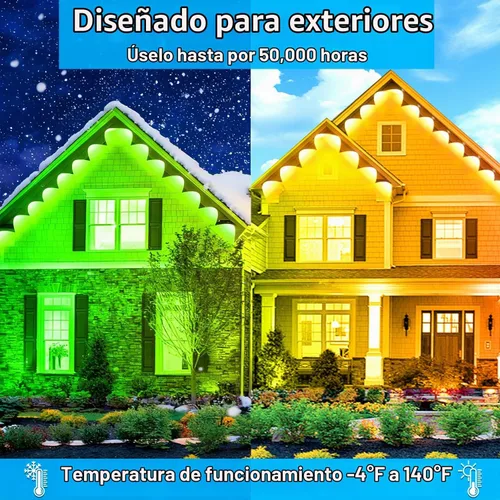 Vista 5 de Luces permanentes para exteriores de 300 pies, luces LED impermeables IP67, luz exterior con aplicación/control remoto, luces permanentes de Navidad