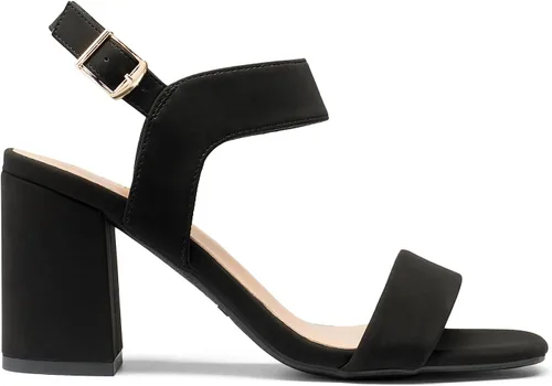 Vista 3 de DREAM PAIRS Sandalias de tacón alto y grueso para mujer, con puntera cuadrada, correa en el tobillo, cómodas sandalias