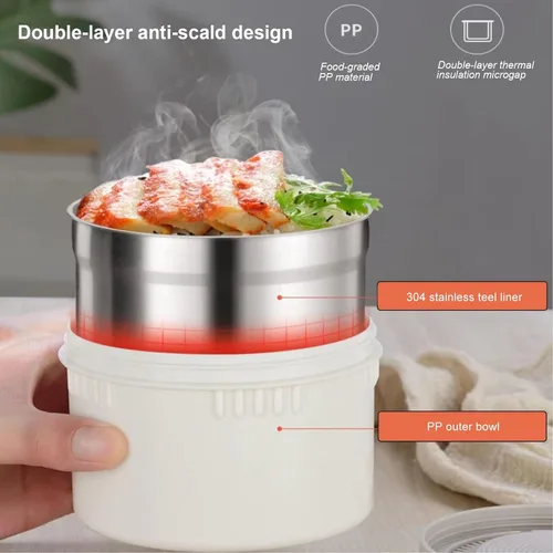 Vista 6 de AUNMAS - Lonchera aislada al vacío de acero inoxidable de 2 litros con válvula de ventilación de prensa para una fácil apertura, diseño apilable