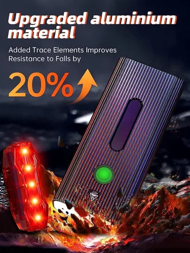 Vista 5 de Luces de bicicleta delanteras y traseras, luces de bicicleta para conducción nocturna recargable USB-C, luz de bicicleta de 5200 mAh con función