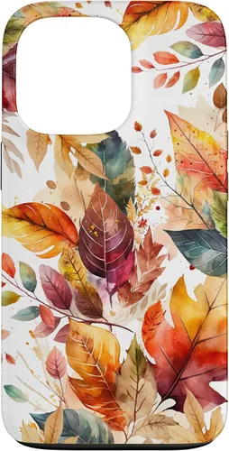 Vista 10 de Funda para iPhone 16 Aesthetic Autumn Fall Colorful Leaves Watercolor Art