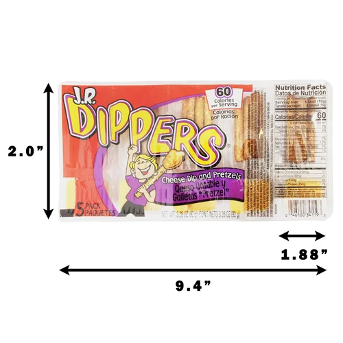 Vista 2 de J.R. Dippers Snacks de salsa de queso y palitos de pretzel (2 paquetes)