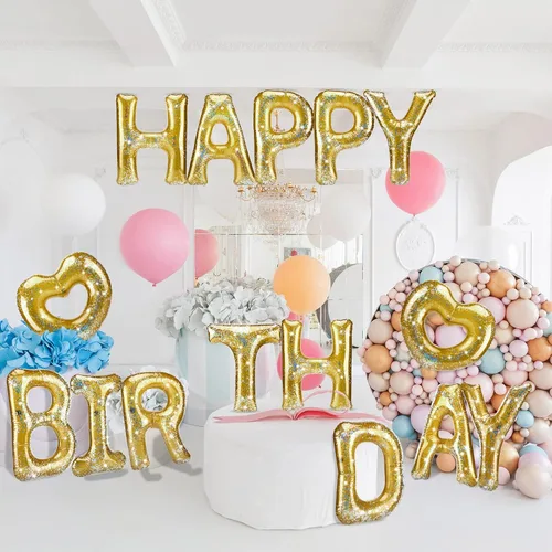 Vista 7 de Flotador inflable para piscina de cumpleaños, 15 unidades, con letras de corazón, para fiesta de piscina, globo grande de 20 pulgadas, decoración