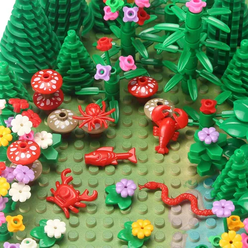 Vista 5 de Plantas de jardín Edificio Ladrillo Conjunto Flores Árboles Hojas de palma