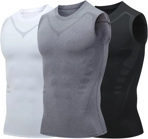Vista 7 de Chaleco moldeador iónico, cómodo y transpirable, tela de seda de hielo para hombres para construir un cuerpo perfecto