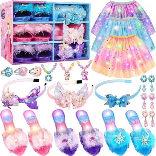 Vista 8 de LJZJ Princess Dress Up Toys & Jewelry Boutique, Girls Role Play Gift for 3+ Year Old Girl Toddler B-Day Party Favors