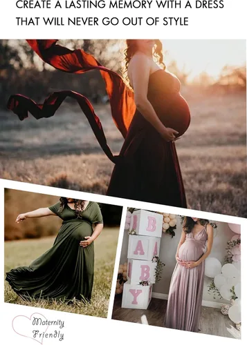 Vista 6 de Vestido de maternidad para sesión de fotos, vestido de baby shower, vestido de maternidad de talla grande, vestido largo infinito, vestido