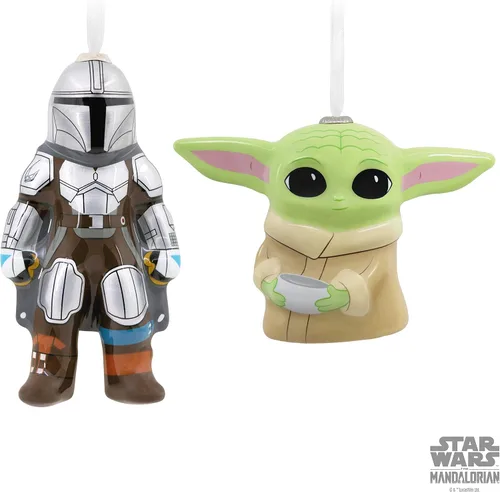 Vista 6 de Hallmark Star Wars: The Mandalorian and Grogu Holding Cup Decoupage Adornos de Navidad, juego de 2 (0003HCM1125)
