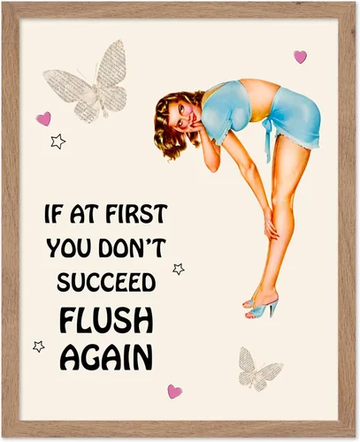 Vista 91 de Poster Master Pin Up Girl Poster - Better Late Than Ugly Print - Butterfly Art - Modern Art - Trendy Art - Gift for Men & Women - Funny Decor for