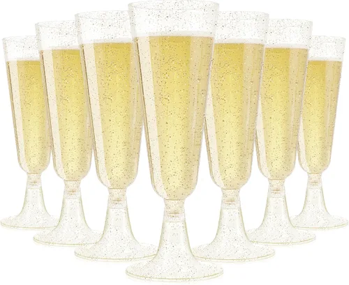 Vista 8 de SUREHOME - Copas de champán de plástico desechables transparentes, copas acrílicas de 5.5 oz para brindis de bodas, baby shower, fiesta