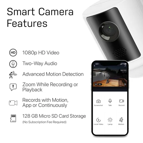 Vista 4 de Feit Electric SEC3000/CAM/WIFI Cámara de seguridad LED inteligente para exteriores con sensor de movimiento, audio bidireccional, reflector de 39