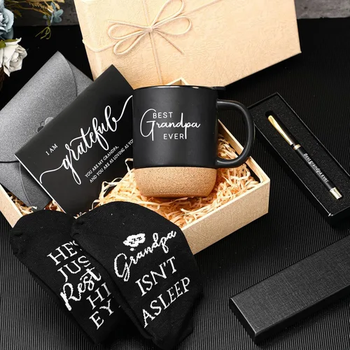 Vista 6 de ReliThick Juego de 6 regalos para el mejor abuelo para hombres, regalos del día del padre, regalos del abuelo, 13.5 onzas, tazas de cerámica