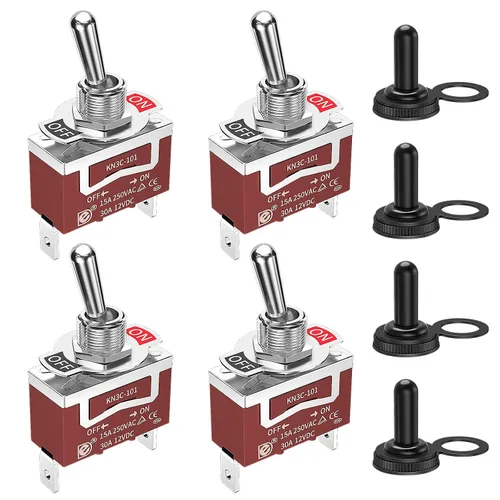 Vista 8 de RVBOATPAT Interruptor de palanca momentáneo de 12 voltios (ENCENDIDO)-Apagado-(ENCENDIDO) Interruptor de palanca impermeable de 3 vías 12V CC 30A