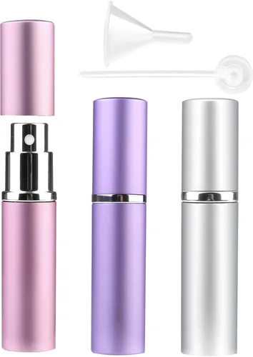 Vista 11 de Botellas atomizadoras de perfume de viaje recargables, 2 botellas de spray portátiles de 0.3 fl oz, atomizador de perfume recargables para después