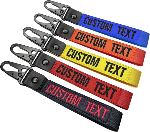 Vista 7 de Graceful life Llavero personalizado, cordón de muñeca con número de nombre personalizado, clip para llavero, accesorios para llavero, cordones