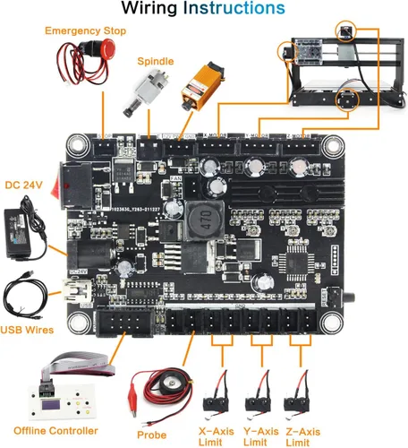Vista 4 de RATTMMOTOR CNC1610-PRO 3 ejes GRBL Control DIY Mini CNC Router Machine Kit CNC grabado fresadora para cortar madera plástico acrílico PVC PCB