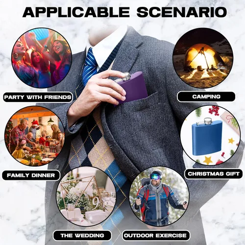 Vista 7 de Juego de 12 petacas de acero inoxidable para licor, a prueba de fugas, con 12 embudos para alcohol, mujeres y hombres, dama de honor, padrinos