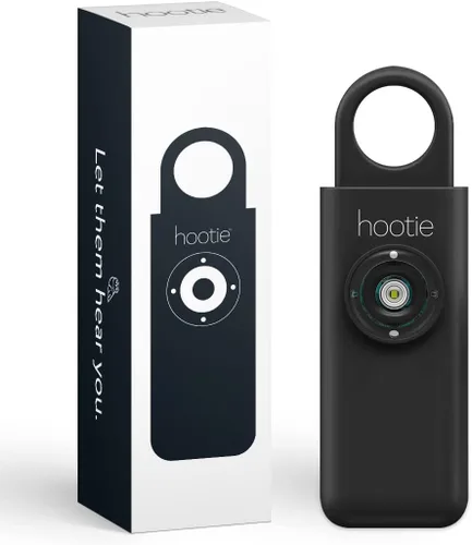 Vista 2 de Hootie Llavero de alarma personal para mujeres, hombres y niños, sirena de seguridad de mano, negro, menta y blanco (paquete de 3)