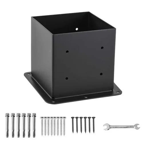 Vista 7 de 4 anclajes de poste de 6 x 6 pulgadas (tamaño interior 5.6 x 5.6) 13GA Thick Solid Steel &Powder Coated,Deck Post Brackets Support Deck Base