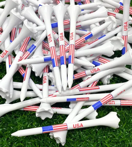 Vista 3 de NorthPointe USA American Flag 3 ¼” Plastic Golf Tees - 100 Patriotic Golf Tees Plastic in Bulk