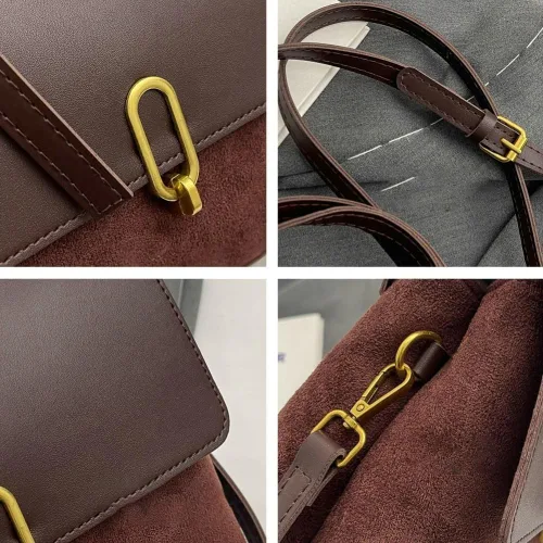 Vista 6 de Bolso de hombro de cuero genuino vintage, bolso cruzado pequeño para mujer, bolso de trabajo para damas