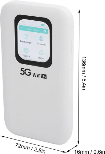 Vista 4 de Hotspot móvil WiFi 5G, enrutador portátil Wi Fi 6 para viajes soporta hasta 16 dispositivos, pantalla táctil de 2.01 pulgadas, con ranura