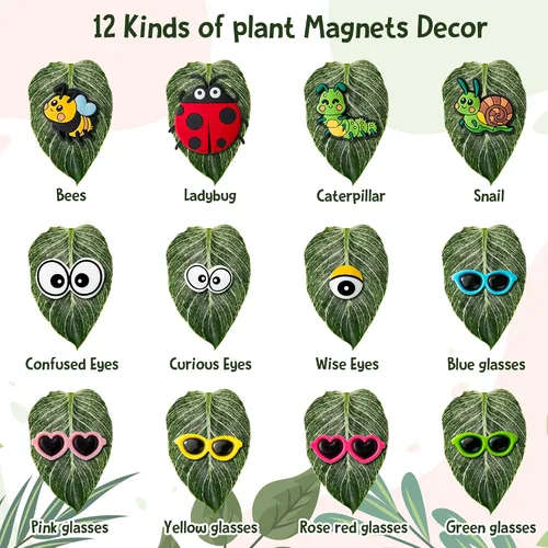 Vista 2 de H1vojoxo 12 bonitos imanes para plantas en maceta, regalos únicos para amantes de las plantas, divertidos accesorios para plantas
