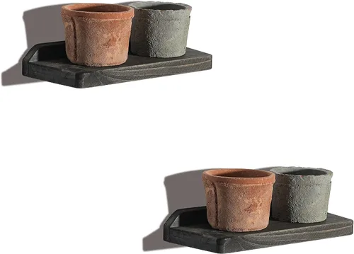 Vista 9 de Freezing point Pequeños estantes flotantes para pared, juego de 2 estantes pequeños de madera natural de 5 pulgadas, decoración de plantas