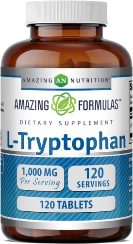 Vista 6 de Amazing Formulas L-triptófano 1000mg 60 tabletas Suplemento Sin OMG Sin gluten Fabricado en Estados Unidos