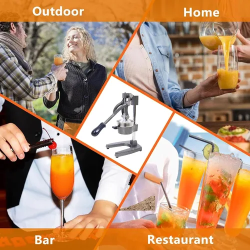 Vista 7 de Exprimidor de cítricos de hierro fundido, exprimidor manual comercial extra grande, exprimidor de granada naranja, limón, lima y granada con taza