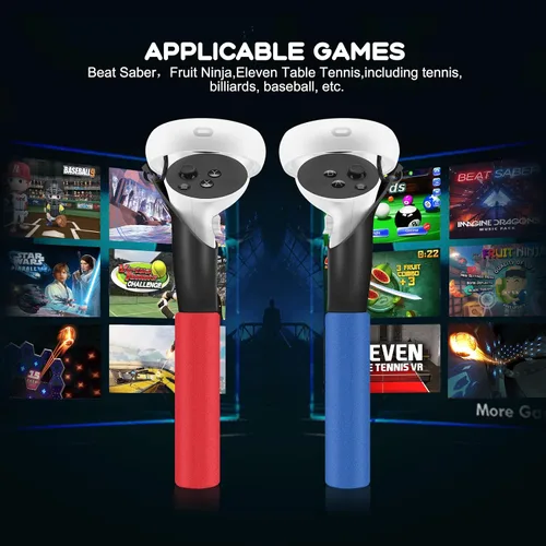 Vista 4 de Vakdon Dual Handles Extension Grips Compatible with Meta Quest 2QuestRift S Controllers Extension Handle for Playing Beat SaberSupernaturalGorilla