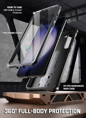 Vista 2 de Poetic Spartan - Funda para Galaxy S23+ Plus 5G de 6.7 pulgadas, identificación de huellas dactilares, funda resistente a prueba de golpes, soporte