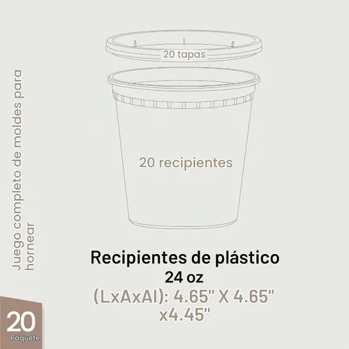 Vista 2 de Recipientes de plástico con tapas de 24 onzas (paquete de 20) – A prueba de fugas, recipientes de almacenamiento de alimentos sin BPA para sopa