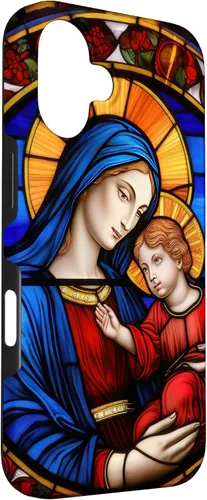 Vista 3 de Blessed Virgin Mary and Jesus Christ Stained Glass Case for iPhone 16