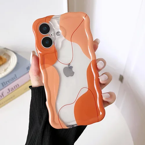 Vista 32 de DEFBSC Funda para iPhone 15 con bonito diseño ondulado, color negro