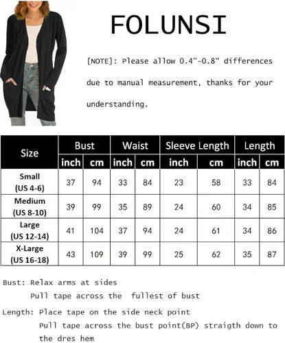 Vista 3 de FOLUNSI - Chaqueta de punto para mujer con bolsillos