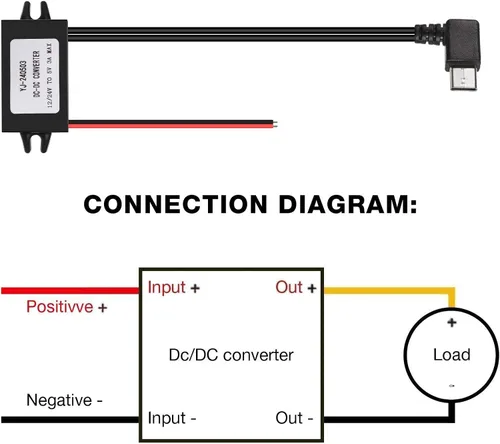 Vista 5 de Weewooday Paquete de 2 convertidores de 12 V a 5 V CC, regulador de voltaje de módulo Buck de ángulo recto de 3A 15 W, adaptador de corriente